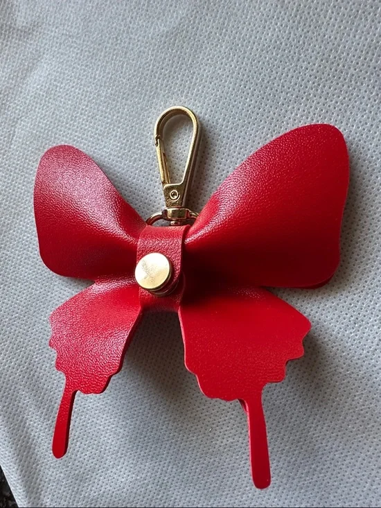 Lovely Bag Charm or Keychain - Red Butterfly Vegan Leather Gold Hardware NWT - Picture 2 of 8